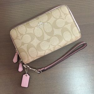 Coach Pink Logo Wristlet